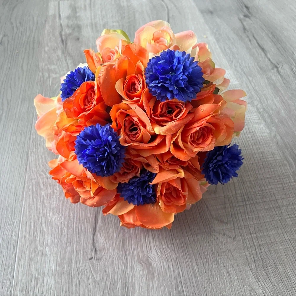 Vibrant Orange and Blue Floral Bouquet